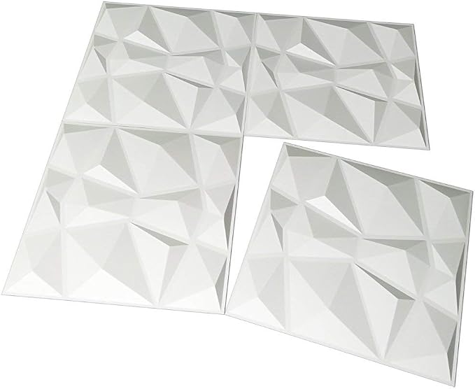 Art3d 12 Pack 3D Diamond Design Wall Panels 19.7"x19.7" PVC Panel for Interior Wall Decor Living Room, Office, TV Background, Snow White - Image 5