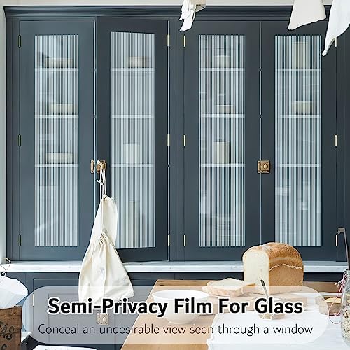 VELIMAX Reeded Glass Privacy Film, Frosted Window Vinyl, 3D Decorative Window Decals Non Adhesive for Bathroom, Living Room 23.6x157.4 inches - Image 6