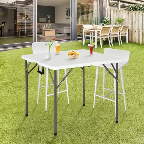 FDW | 34" Folding Table | White | Portable Plastic Table - Image 2