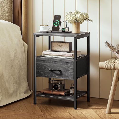 SUPERJARE Nightstand with Charging Station, USB-C Port, Bedside Table - Image 2
