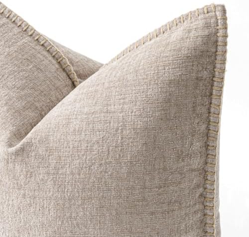 MIULEE Decorative Couch Throw Pillow Covers 20x20 Inch Taupe 2 Pack - Image 2