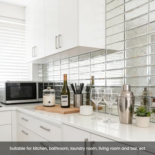 Peel and Stick Light Antique Mirror Strip Tile Backsplash - Image 2
