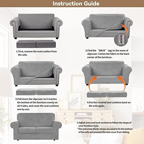 WEERRW Velvet Stretch 3 Pieces Couch Cover for Sofa Washable, Silver Grey - Image 6