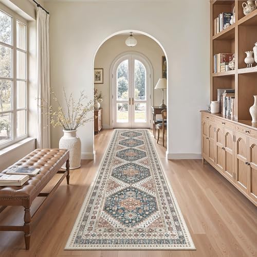 Madane Washable Runner Rugs 2x12 Long for Hallway Kitchen Soft, Navy Blue by Madane