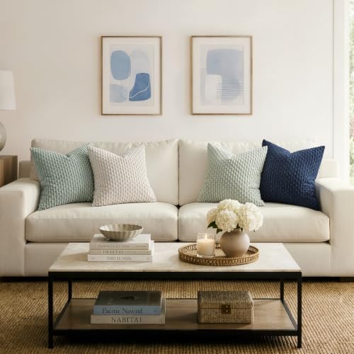 MIULEE Decorative Throw Pillow Covers 20x20 Navy Blue Textured Corduroy - Image 3