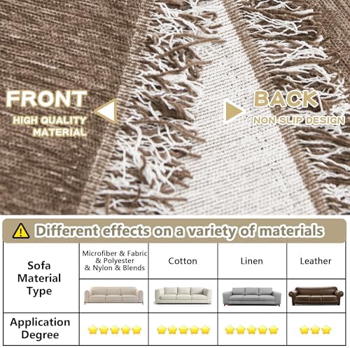 MYSKY HOME Couch Cover for Dogs Washable Couch Covers Couch Covers for Sofa Couch Cover 2 Cushion Sofa Non Slip Dogs Furniture Protector with Tassels Chenille Sofa Covers for Pets, 71"x102", Sand - Image 7