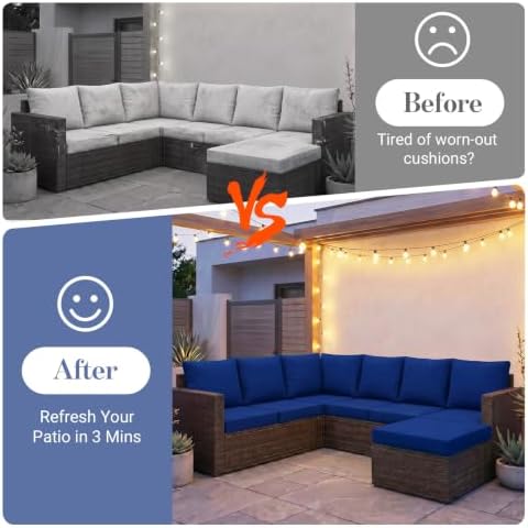 14Pcs Patio Cushion Covers Stretch Outdoor Furniture Protector Slipcovers - Image 6