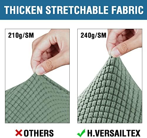 H.VERSAILTEX 4 Piece Stretch Sofa Covers for 3 Cushion Couch Covers for Living Room Furniture Slipcovers (Base Cover Plus 3 Seat Cushion Covers) Upgraded Thicker Jacquard Fabric (Sofa, Loden Frost) - Image 3