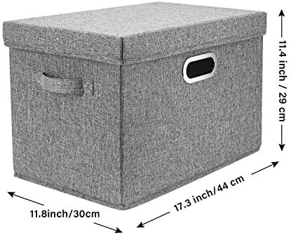 TYEERS Large Storage Bins with Lids, Collapsible, Washable, Fabric Storage Boxes for Organizing, 17.3x11.8x11.4 inches, 3 Pack, Gray - Image 2