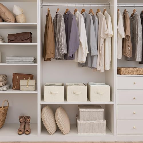 StorageWorks Closet Storage Bins, Beige (NaturWeave Fabric), Large, 3-Pack - Image 2