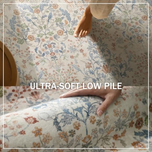 8x10 Area Rugs for Living Room: Washable Bedroom Rug Vintage Area Rug Stain Resistant Non Slip Low Pile Lightweight Soft Carpets Rug for Dining Room Kitchen Nursery Kids Room Farmhouse Indoor - Image 5