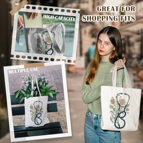 Nurse Canvas Tote Bag, Nurse Appreciation Gifts, Nursing School Gift Reusable Shopping Grocery Bags - Image 5