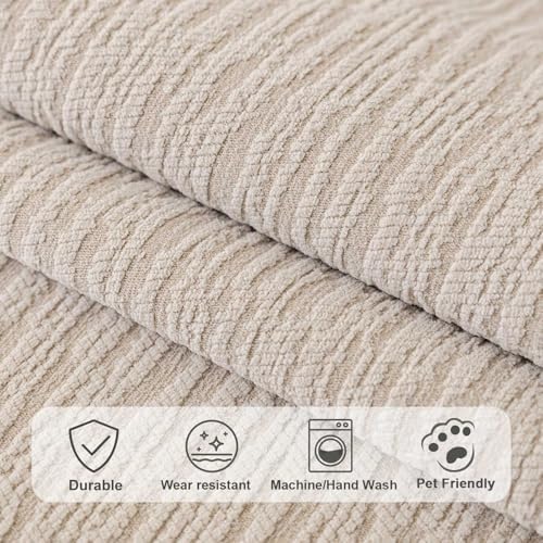 Soft Waterproof Chenille Cover Washable, Non Slip Sectional Sofa Covers for 3 Cushion Couch Sofa L Sharped Sofa Slipcover for Pets, Furniture Protector (1 PCS 36"x82" Coffee) - Image 4