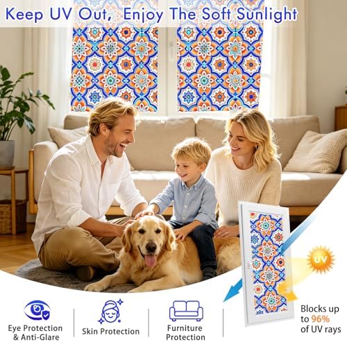 SOMWISE Frosted Window Privacy Film, Decorative Sun Heat Blocking, Anti UV - Image 4
