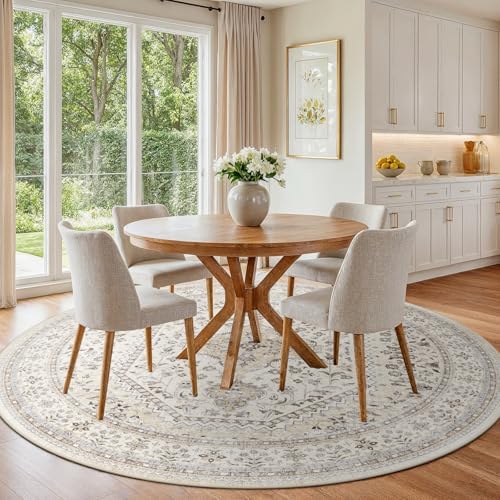 Puino 6Ft Round Rug Washable: Non-Slip Boho Living Room Circle Area Rugs - Image 3