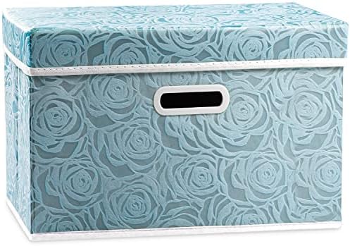 PRANDOM Larger Collapsible Storage Cube with Lid [1-Pack] Fabric Decorative Storage Bins Box Organizer Container Basket with Cover Handles for Bedroom Closet Living Room 17.7x11.8x11.8 Inch by Prandom