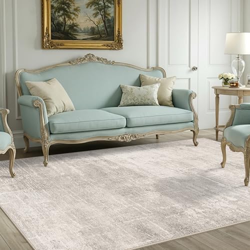 Washable 4x8 Hallway Area Rug: Abstract 8ft Water Resistant Soft Entry Kitchen Runner Rug Non-Slip Low Pile Carpet for Living Room Bedroom Thin Floor Mat for Bathroom Dining Room(4x8，Beige/Cream) - Image 2