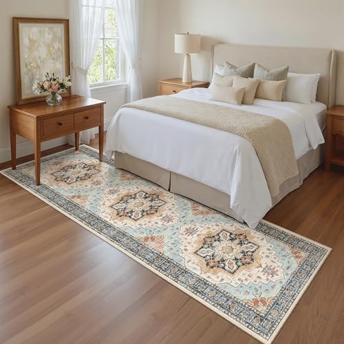 Madane Hallway Runner Rug 2x8 Washable Kitchen Rugs Non-Slip, Orange/Blue - Image 4