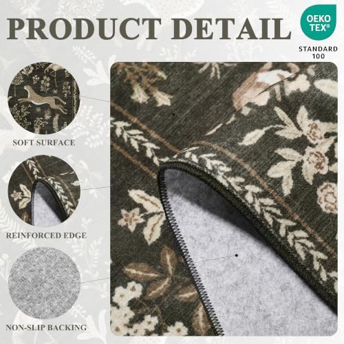 DUKINO 2x4 Rug for Entryway, Animal Washable Rug for Kitchen Charcoal Black - Image 4