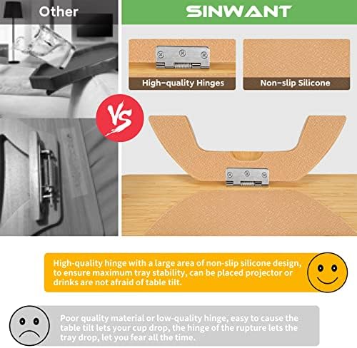SINWANT Couch Arm Tray Table, Large Space 15.75"x 11.8" Bamboo Couch Armrest Table with 360° Rotating Phone Holder,Foldable Sofa Armrest Tray for Eating Snacks Drinks Remote Books - Image 5