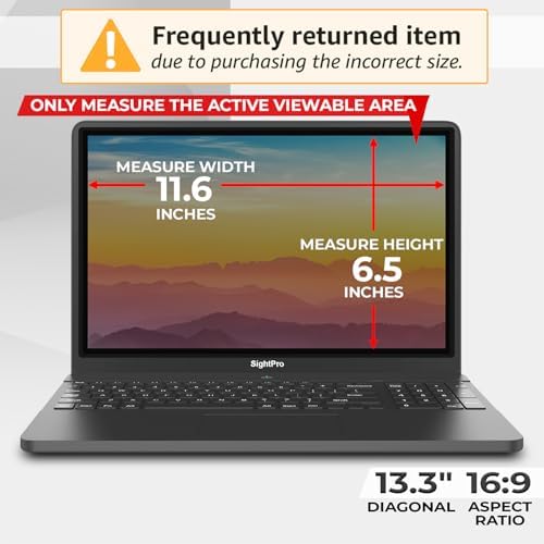 SightPro Magnetic Laptop Privacy Screen 13.3 Inch 16:9 - Patented Removable Laptop Privacy Filter Shield and Protector - Image 2