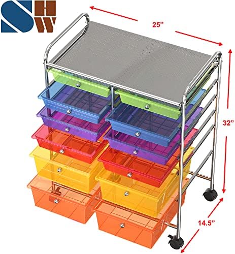 Simple Houseware 12 Drawers Rolling Utility Cart Organizer, Multicolor - Image 3