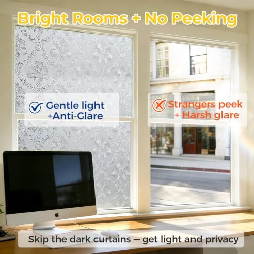 OHTMERU Window Privacy Film Decorative Non-Adhesive, Reusable, Anti-Glare - Image 2