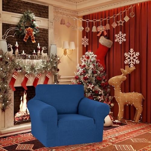 KEKUOU Stretch Chair Sofa Slipcover, Single Couch Cover,Classic Blue - Image 2