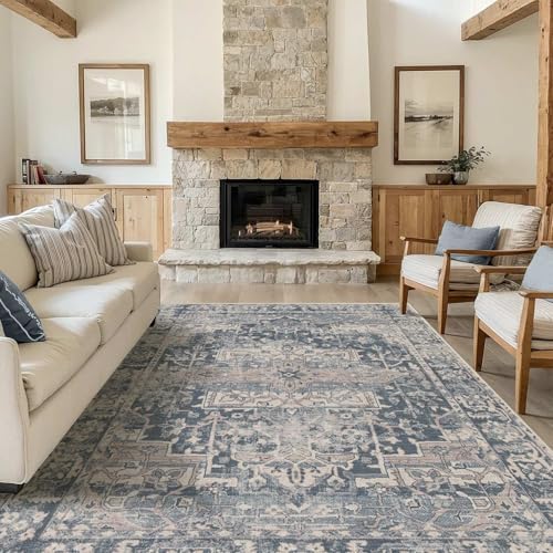 Rugxara Blue 6x9 Area Rugs Washable Rug for Living Room Dining Room Bedroom by Rugxara