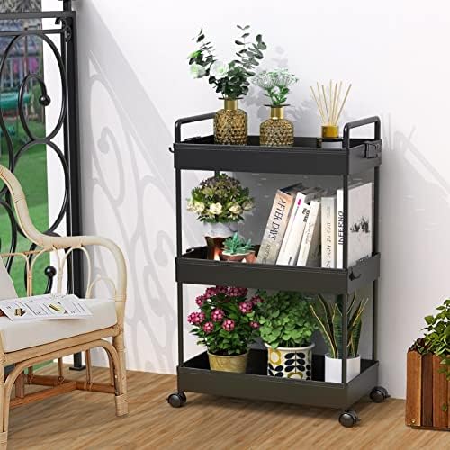 SOLEJAZZ 3 Tier Slim Rolling Storage Cart Organizer with Wheels, Black - Image 6