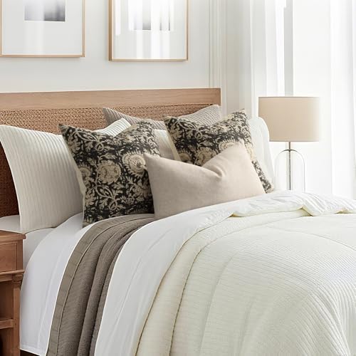 Vintage Floral Print Throw Pillow Covers 26x26 Set of 2 Neutral Modern Farmhouse Accent Decorative Cushion Covers Boho Home Decor for Couch Sofa Chair Bed Living Room, Black - Image 6