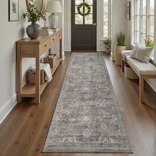 Rugxara 2'6''x8' Washable Runner Rug for Hallway Kitchen, Taupe/Grey - Image 2