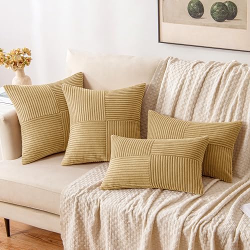 MIULEE Cream Yellow Decorative Throw Pillow Covers for Couch 18x18 Inch - Image 4