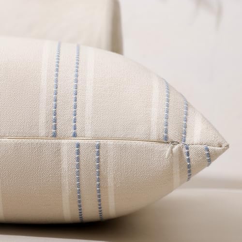 Hckot Dusty Blue Throw Pillows Covers 22x22 Decorative Stripe Pillow Covers - Image 3