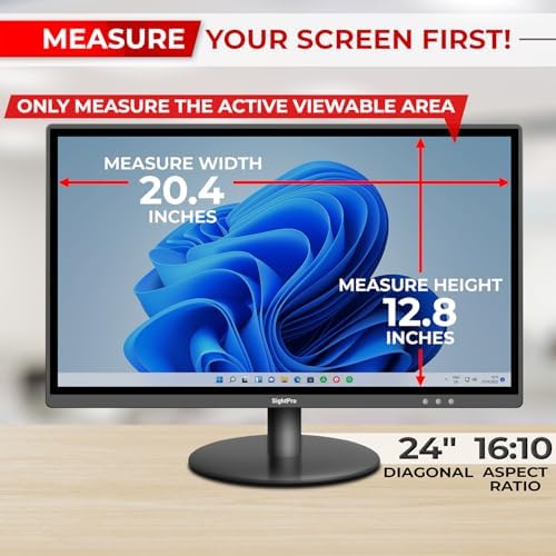SightPro 24 Inch 16:10 Computer Privacy Screen Filter for Monitor - Privacy Shield and Anti-Glare Protector - Image 2