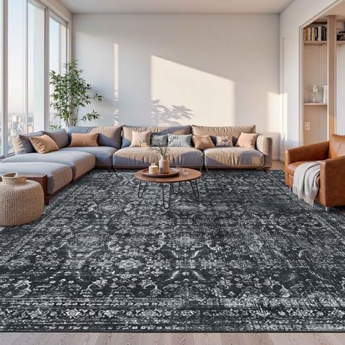 Rugxara Black 10x14 Area Rugs for Living Room Bedroom Large Washable Rug by Rugxara