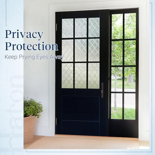Haton Window Privacy Film, Decorative Frosted Film, Lattice 17.5" x 157.4" - Image 3