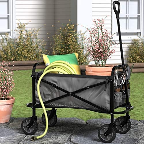 Amazon Basics Collapsible Heavy Duty Utility Wagon for Outdoor Sports, Camping, Garden, and Shopping, 265 Pounds Capacity, 27.6 x 40.9 x 20 inches, Gray - Image 6