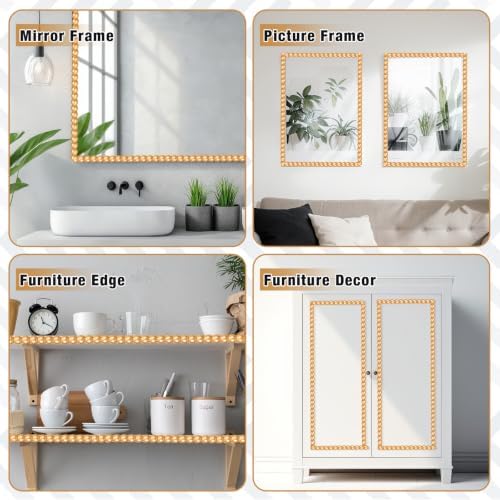1 Pack Peel and Stick Molding Trim Flexible Molding Trim for Wall Self Adhesive Paintable DIY Wall Trims for Mirror Frame Cabinet Edge Picture (16.4 ft X 0.59 Inch,Gold) - Image 5