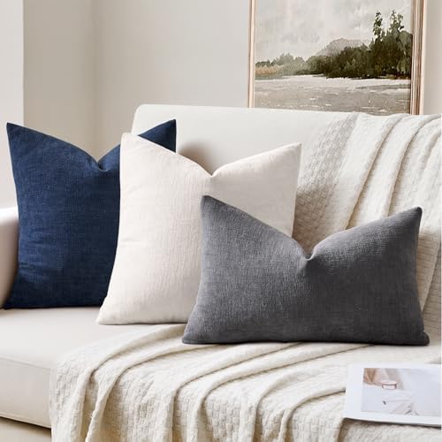 MIULEE Grey Chenille Couch Throw Pillow Covers, 18x18 - Image 2