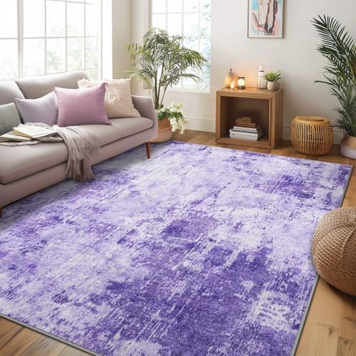 RELEANY Washable 5'x7' Abstract Area Rug for Living Room Purple - Image 6