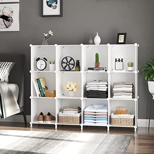 AWTATOS 12 Cube Storage Organizer, Closet Organizer Storage Shelves, White - Image 4