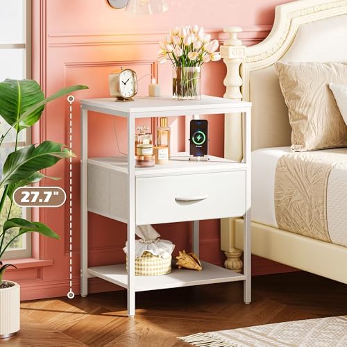 SUPERJARE Nightstand with Charging Station, USB-C Port, Bedside Table - Image 2