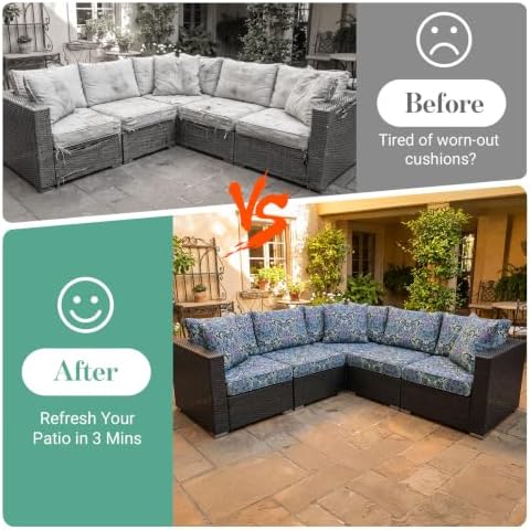 14Pcs Patio Cushion Covers Stretch Outdoor Furniture Protector Slipcovers - Image 5