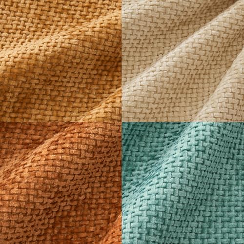 MIULEE Soft Decorative Chenille Fall Pillow Covers Beige Orange Teal 18x18 - Image 6