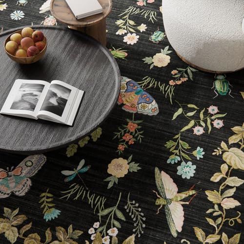 Machine Washable Rug for Living Room: 9x12 Area Rugs Vintage Bedroom Rug Stain Resistant Non Slip Low Pile Soft Carpet for Bedroom Kitchen Dining Room Nursery Kids Room Farmhouse Home Office - Image 3