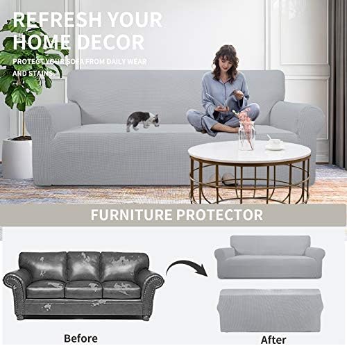 Easy-Going Stretch Oversized Loveseat Couch Covers Washable Silver Gray - Image 4