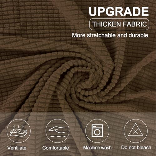 U-NICE HOME 4 Pieces Oversized Stretch Couch Cover Slipcover, Brown - Image 5