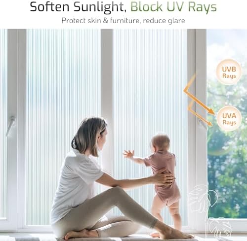 LUTE Reeded Glass Window Privacy Film, Frosted Decor Vinyl, 35.4" x 157.4" - Image 4