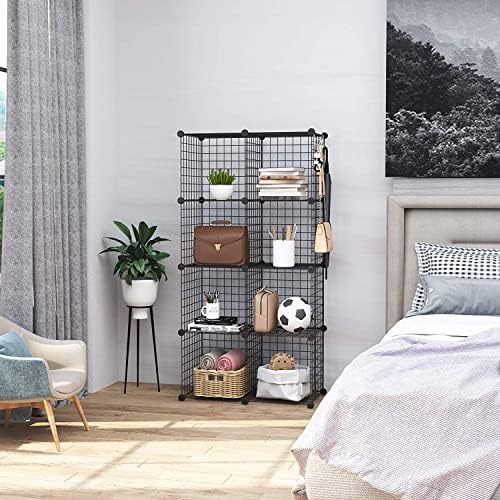 C&AHOME Wire Cube Storage, 8-Cube Organizer Metal C Grids Storage, Storage Bins Shelving, Modular Book Shelf, DIY Closet Cabinet Ideal for Living Room, Home, Office 24.8" L x 12.4" W x 48.4" H Black - Image 2